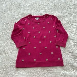 Croft & Barrow pink polka dot 3/4 sleeve sweater size xs